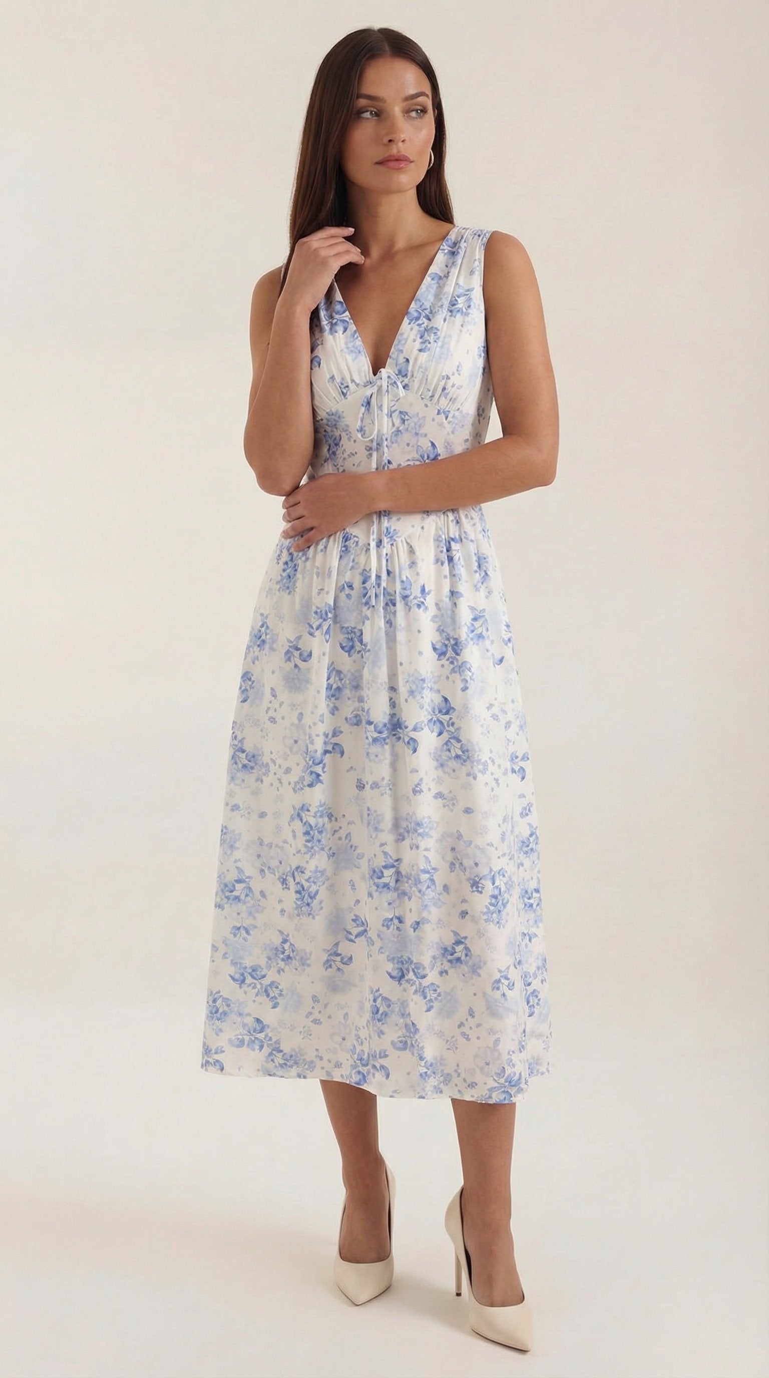 Damen V-Ausschnitt Sommerkleid | Midi View 36