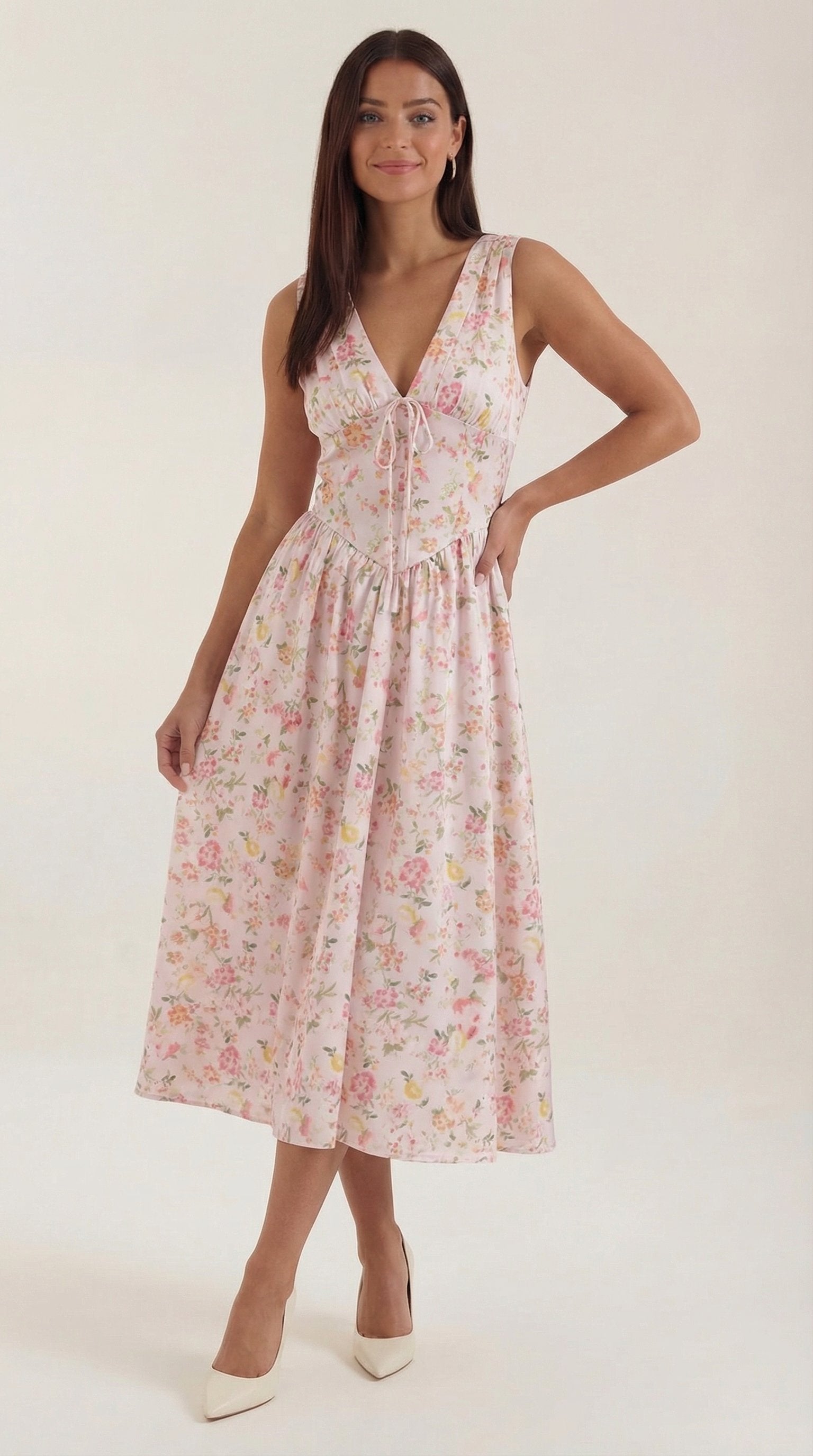 Damen V-Ausschnitt Sommerkleid | Midi View 41