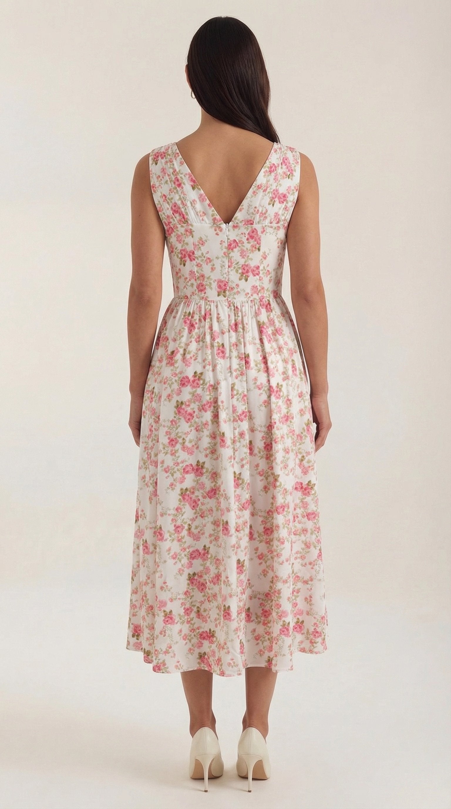 Damen V-Ausschnitt Sommerkleid | Midi View 49