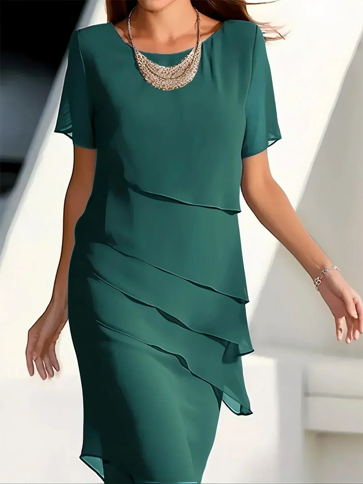 Damen Volantkleid Mehrschichtig | Schmeichelhafte Silhouette Detail