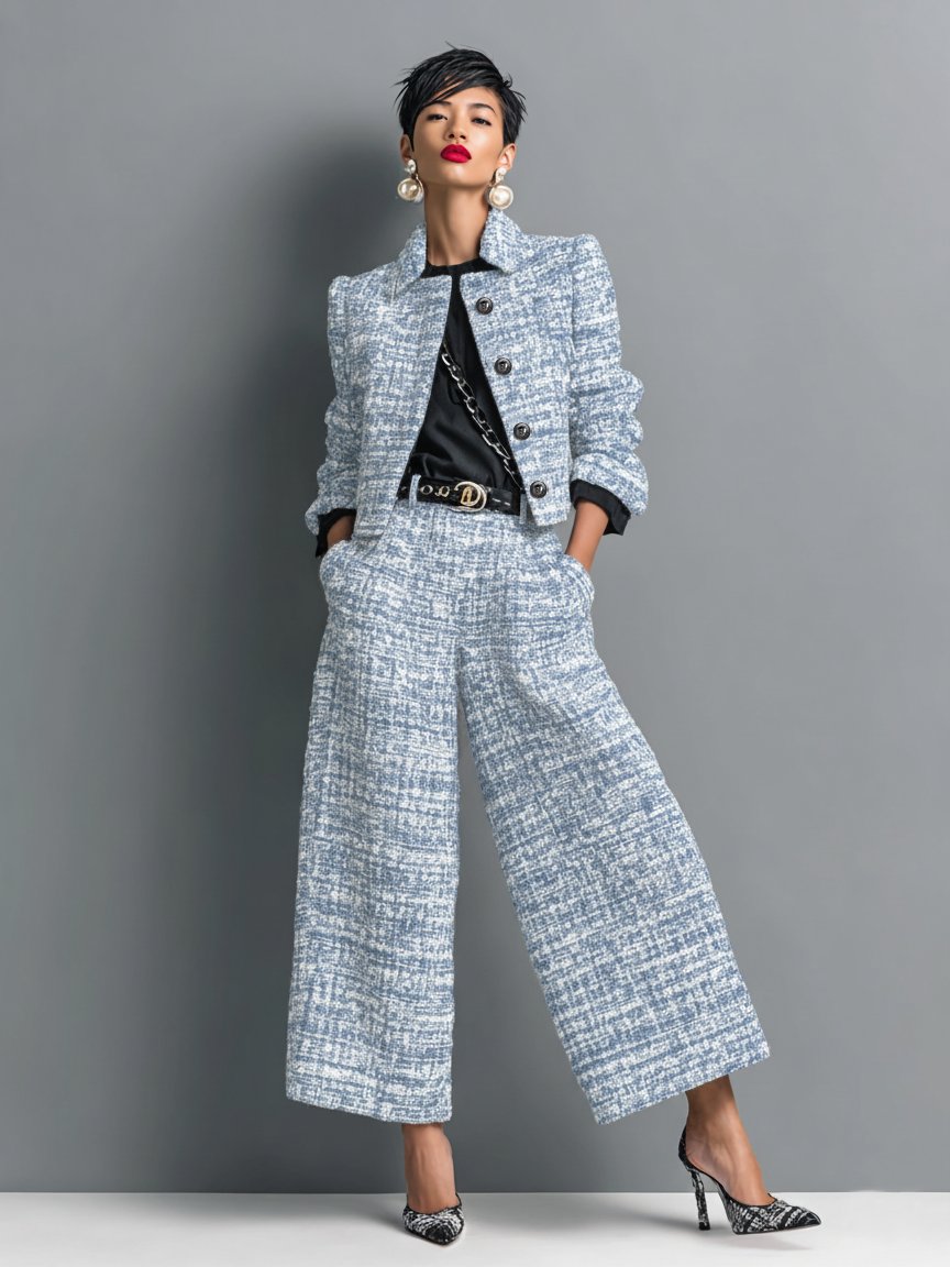Damen Zweiteiliges Set | Weite Hose Detail