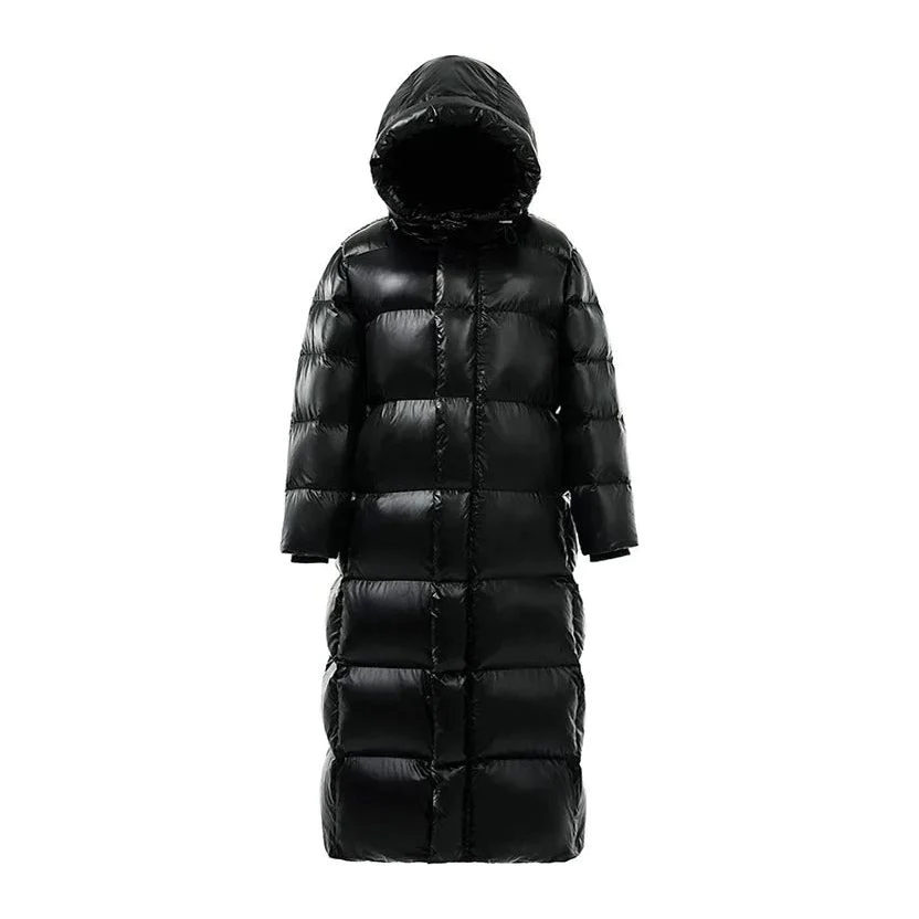Lange Winter Daunenjacke | Winterjacke Mantel Gesteppt mit Kapuze