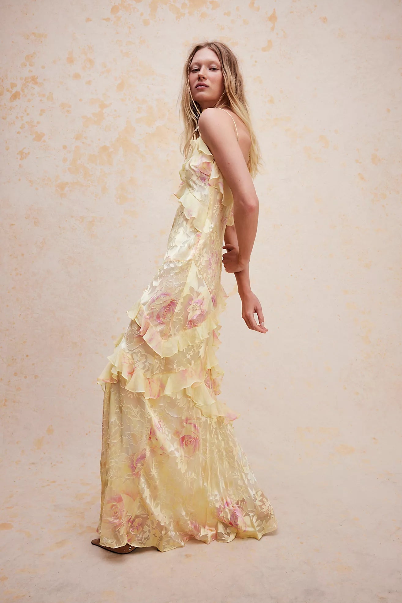 Sommerkleid Damen mit Rüschen Blumenmuster