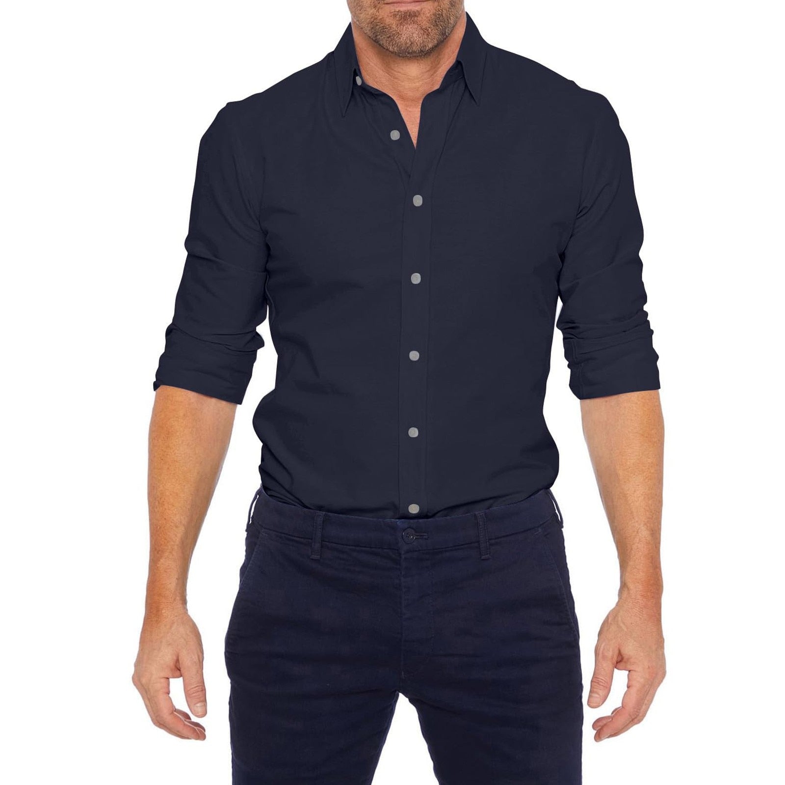 Hemd mit Reissverschluss langarm Slim Fit