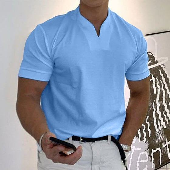 Herren Stehkragen Kurzarm Poloshirt