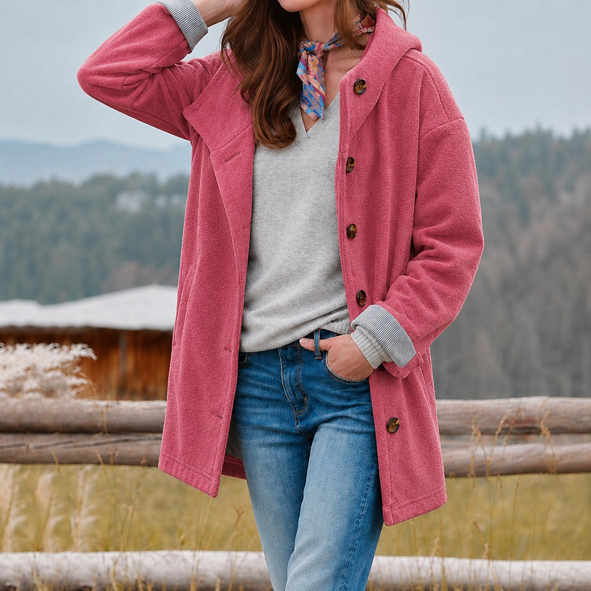 Emilia - Eleganter Slim Fit Mantel für Damen Front