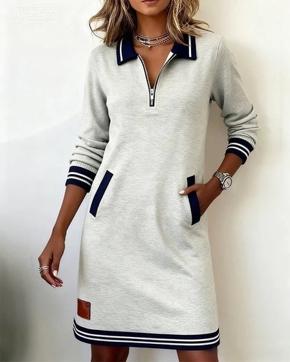 Emilia - Schickes langärmeliges Baumwollkleid für Damen View 13
