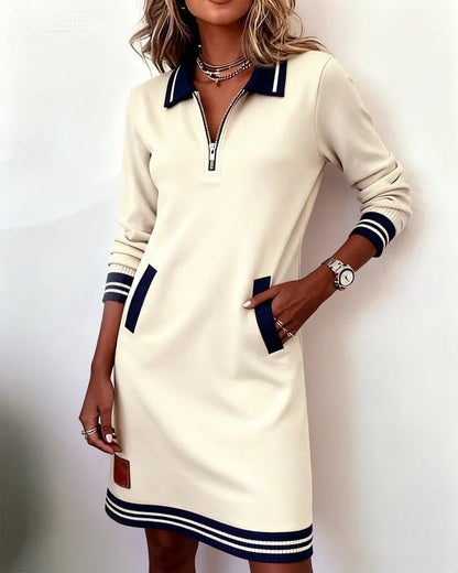Emilia - Schickes langärmeliges Baumwollkleid für Damen View 14