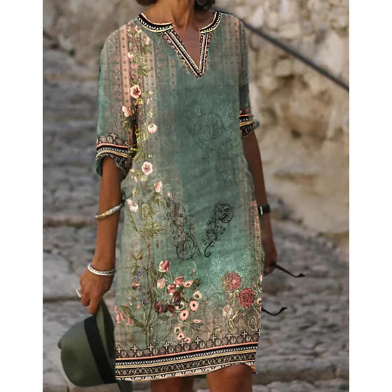 Kleid Damen V-Ausschnitt Halbarm