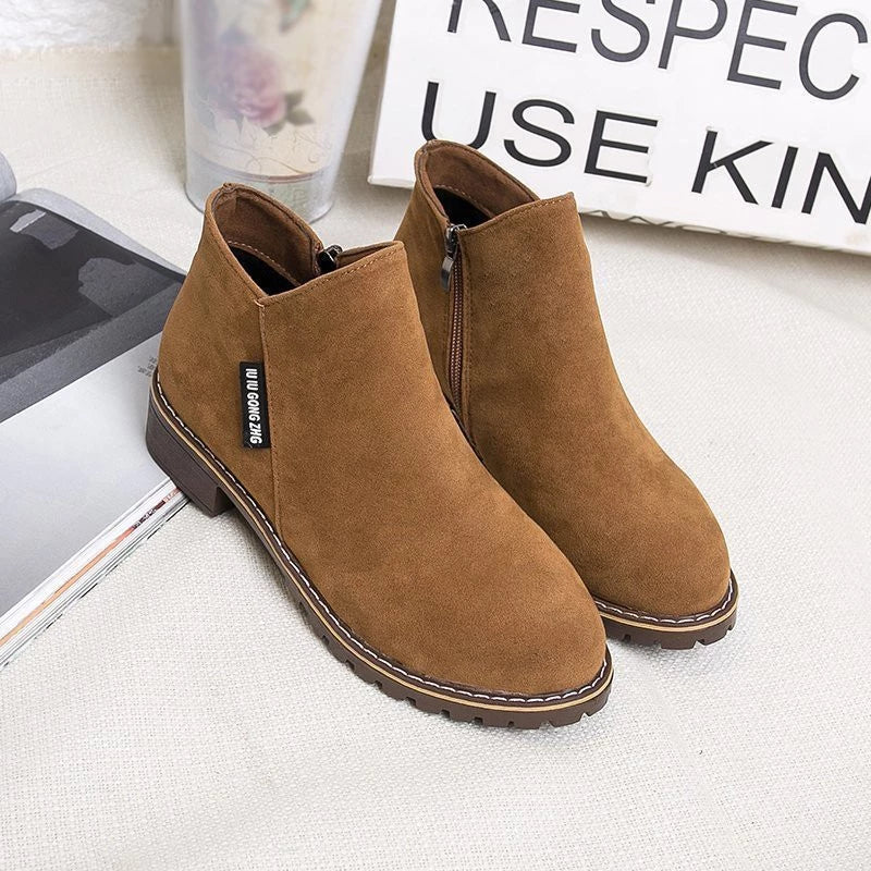 Winterstiefel Damen Mit Blockabsatz Seitlicher Reißverschluss Stiefeletten – Ansicht 6