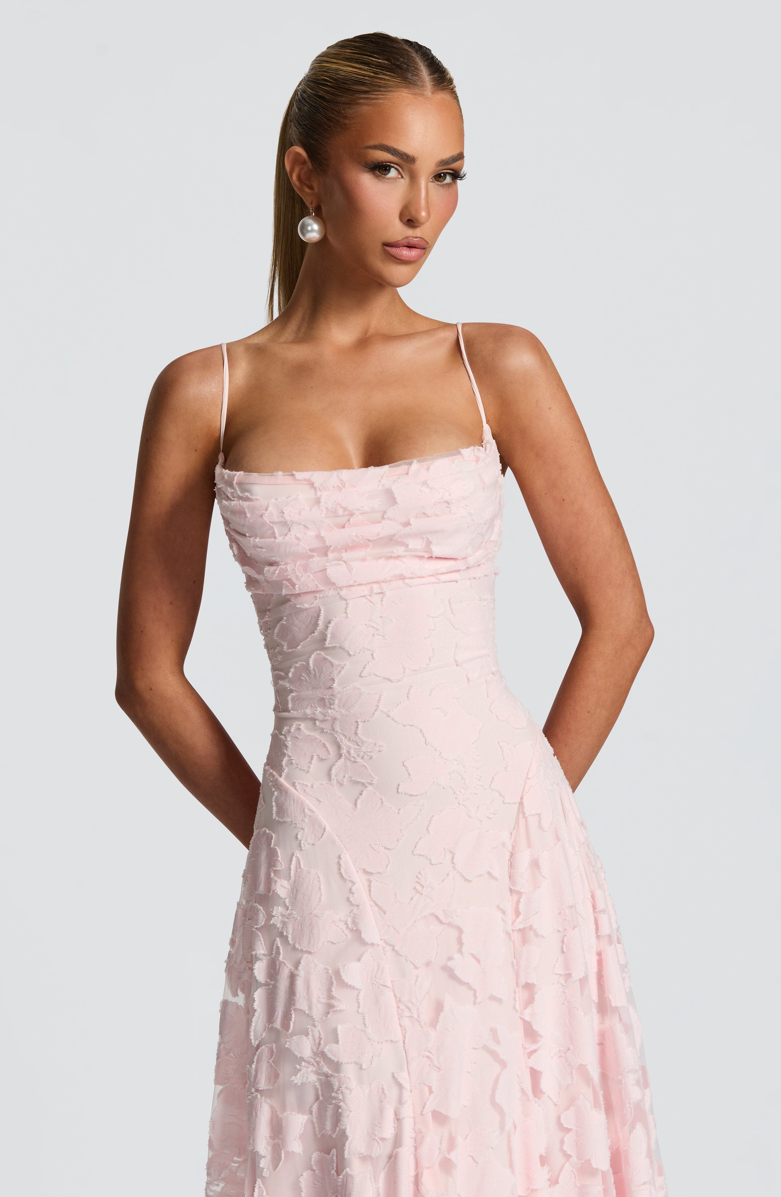 Damen Maxikleid mit Blumenstruktur
