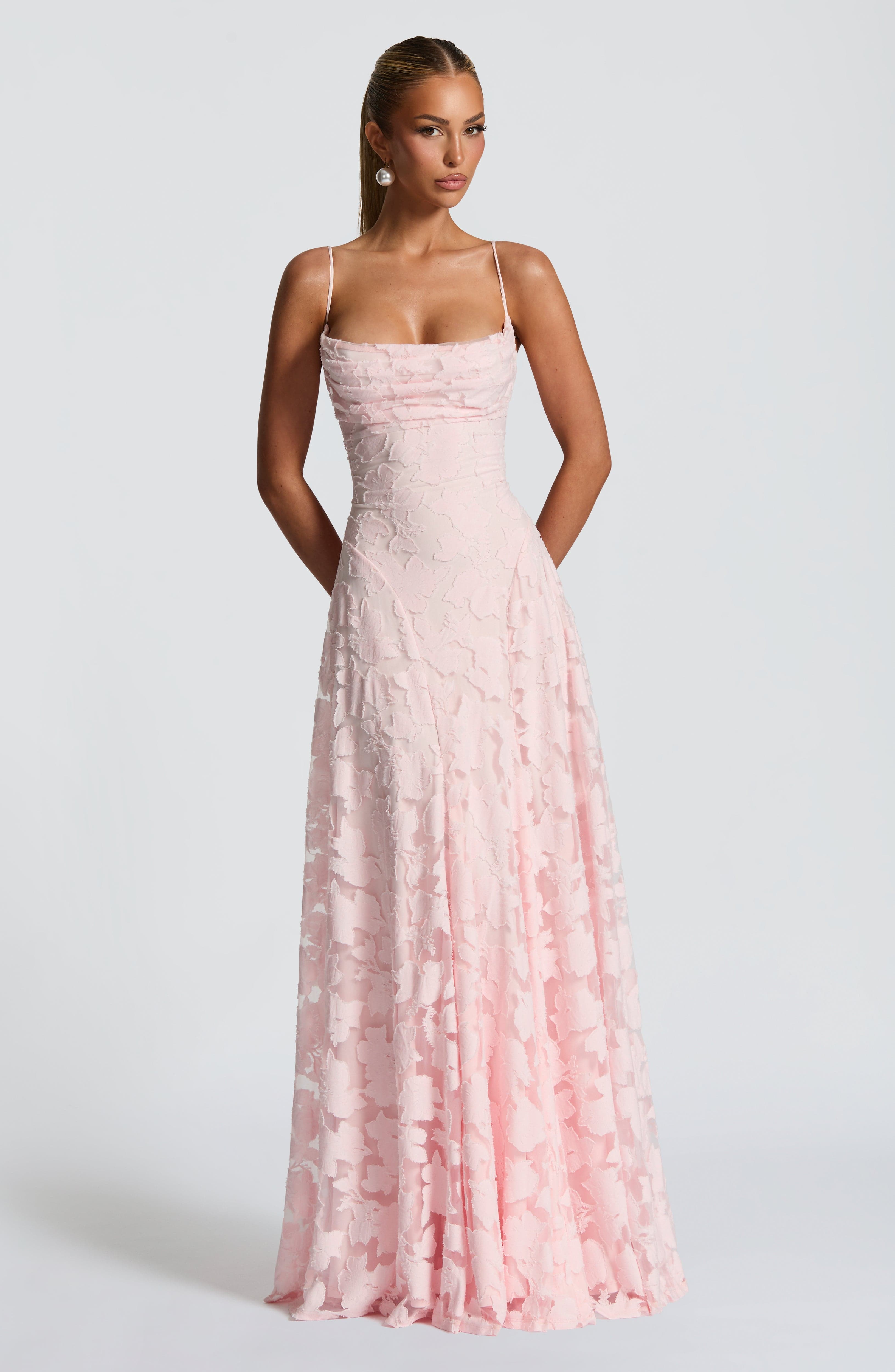 Damen Maxikleid mit Blumenstruktur