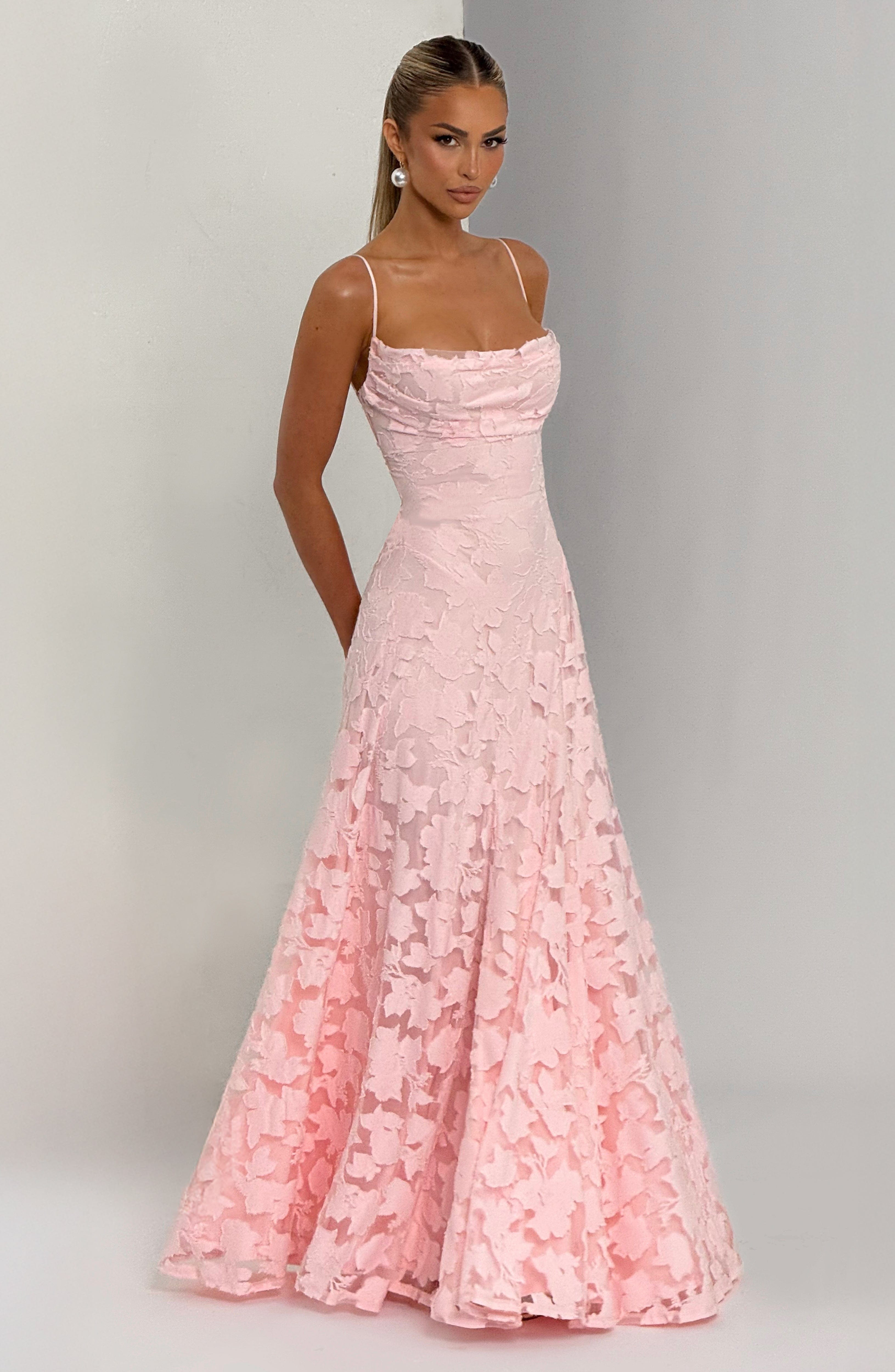 Damen Maxikleid mit Blumenstruktur