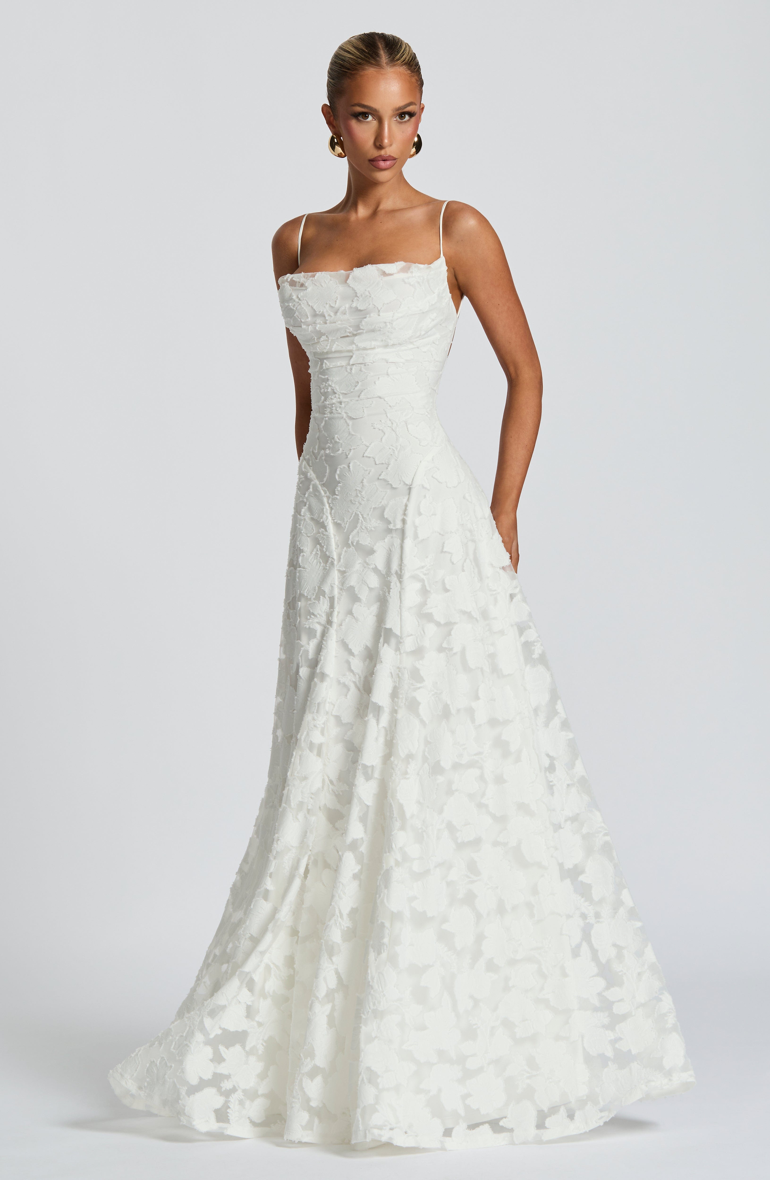 Damen Maxikleid mit Blumenstruktur