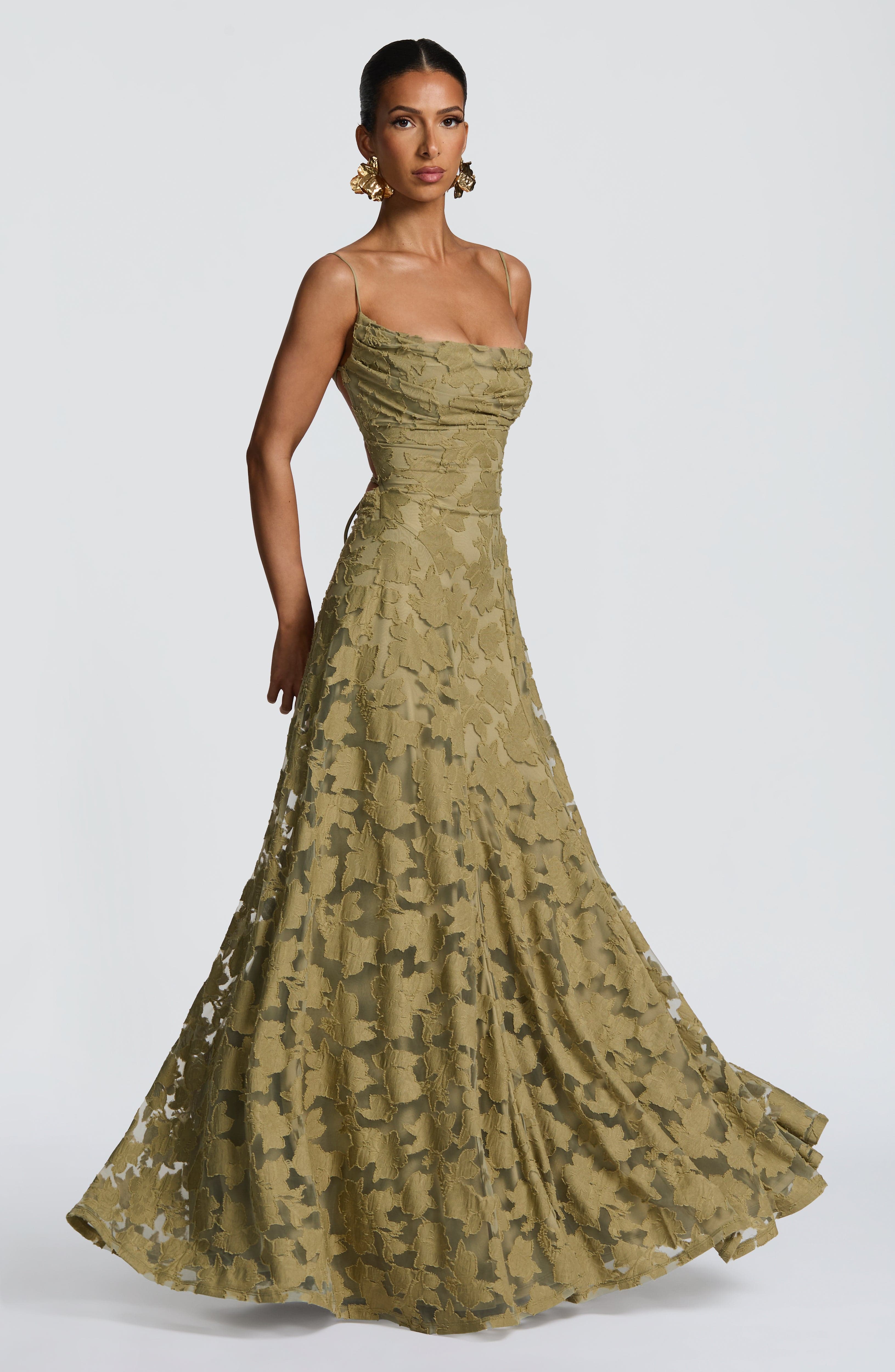 Damen Maxikleid mit Blumenstruktur