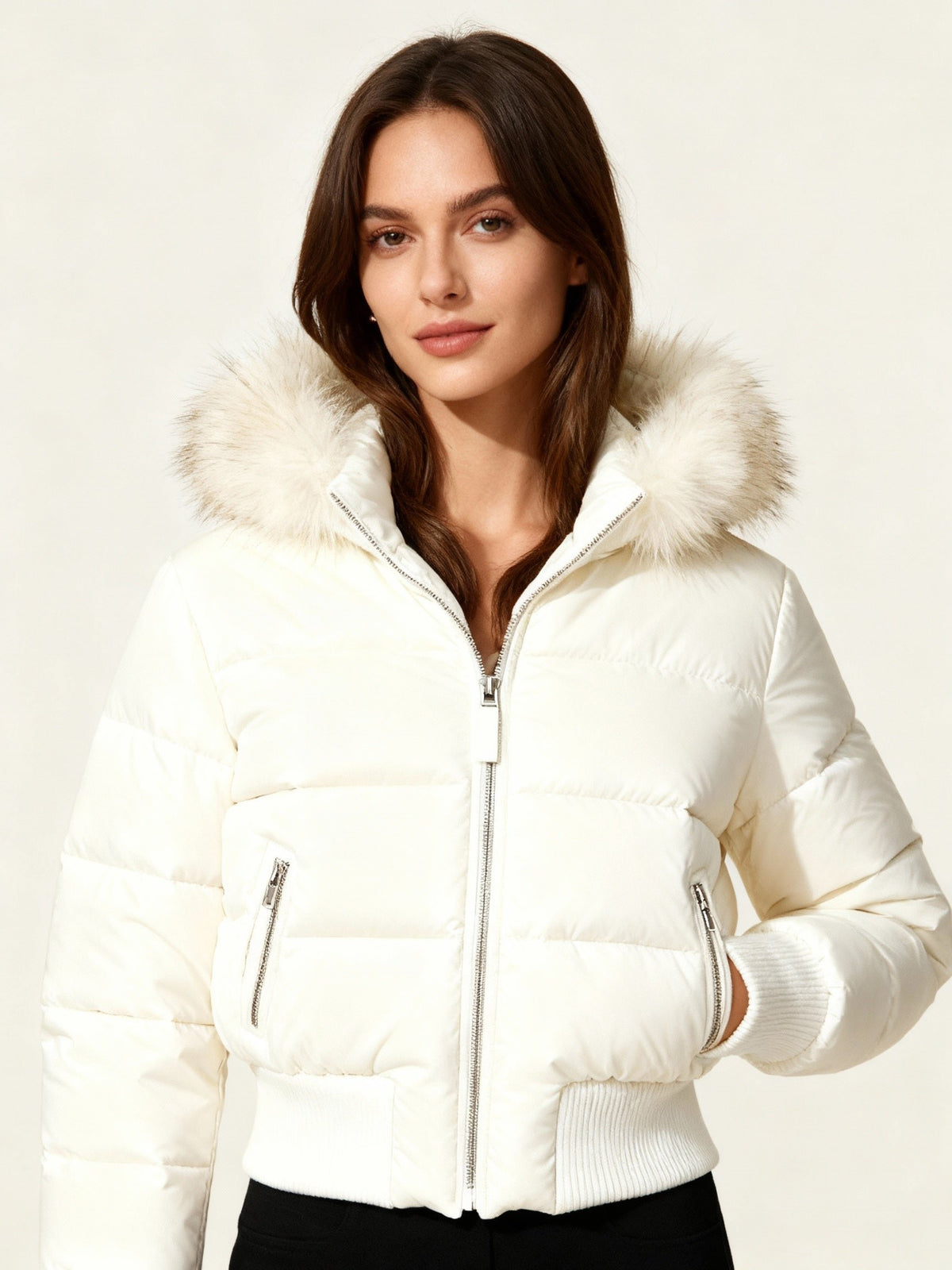 Frieda - Gesteppte Winterjacke mit Kapuze für Damen Front