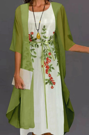 Lagenkleid Damen Midi 3/4-Arm