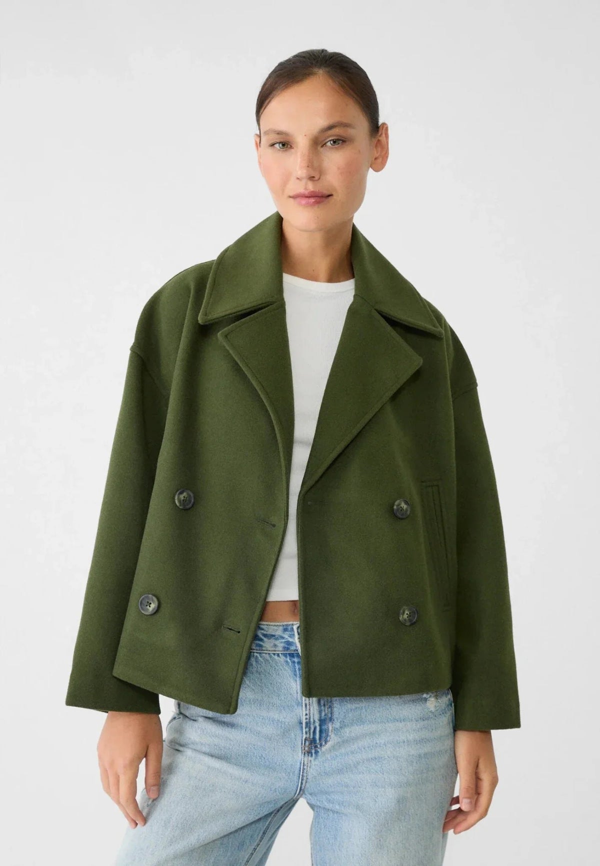 Greta - Klassische Damen Jacke mit Doppelreiher Detail