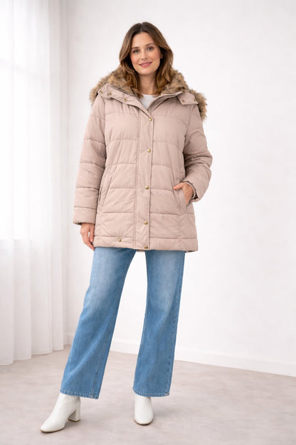 Hanna - Warme Oversized Jacke mit Fellkapuze für Damen Back