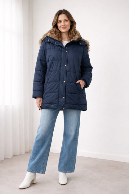 Hanna - Warme Oversized Jacke mit Fellkapuze für Damen Hero