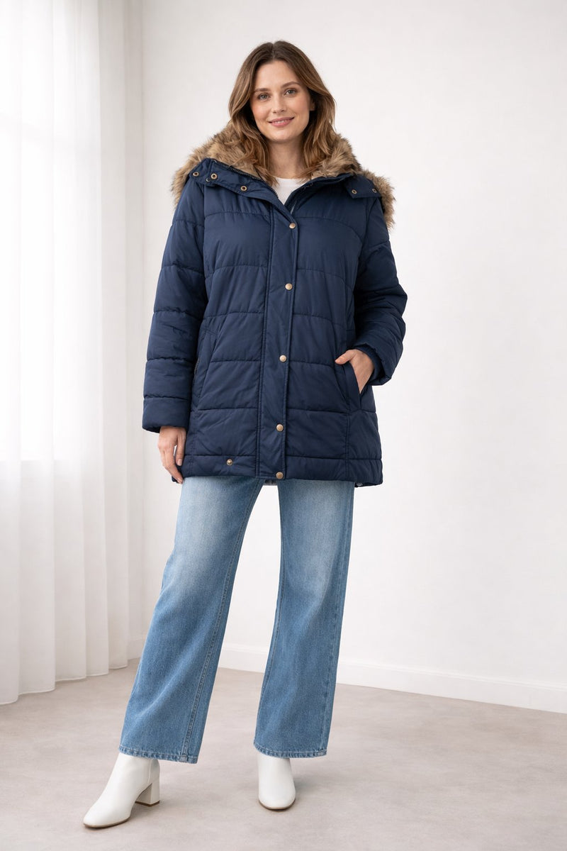 Hanna - Warme Oversized Jacke mit Fellkapuze für Damen
