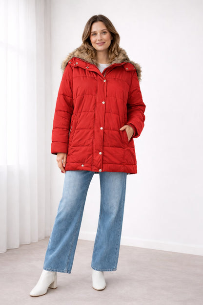 Hanna - Warme Oversized Jacke mit Fellkapuze für Damen Side