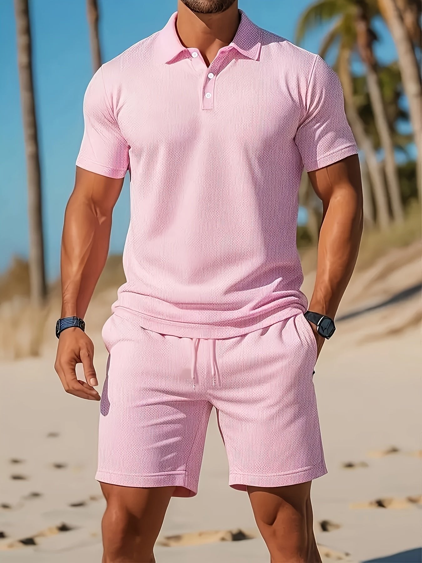 Herren Freizeitset Koordiniert | Polo-Shorts Side