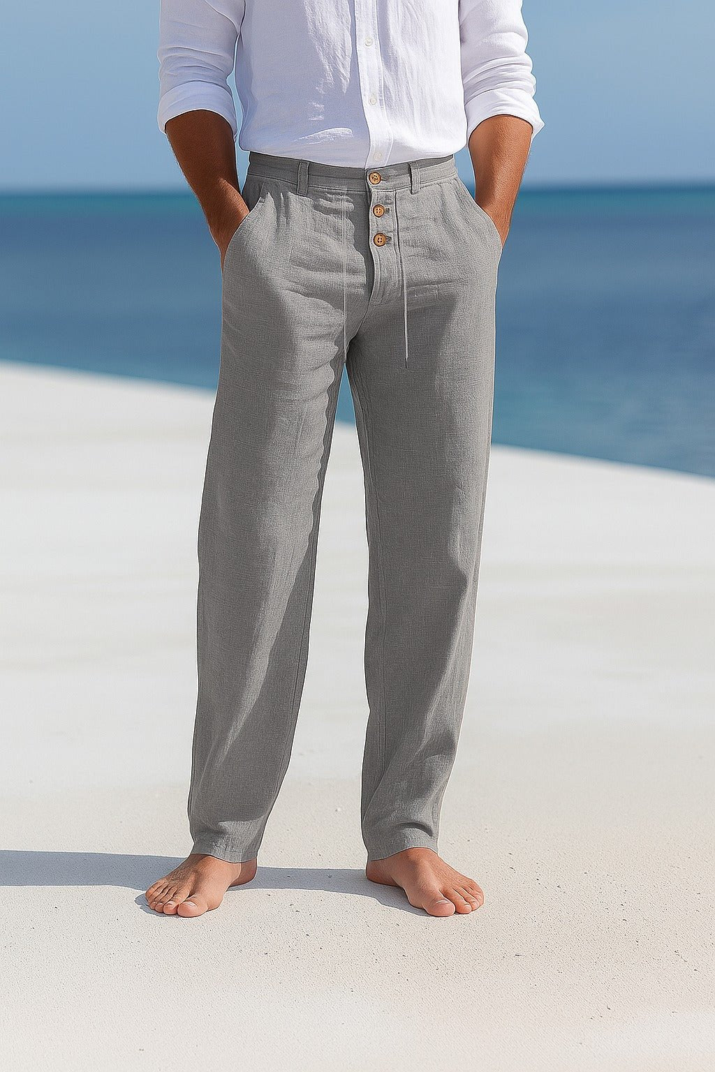 Herren Leinenhose Knopfleiste | Sommer Side