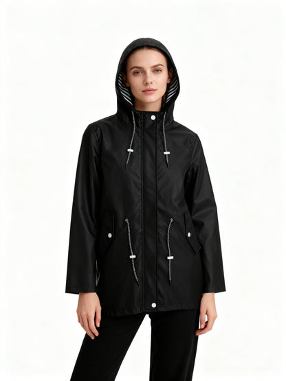 Ida - Wetterfester Mantel mit Kapuze für Damen Side