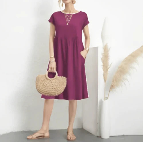 Sommerkleider Damen Kurzarm mit Taschen – Ansicht 5