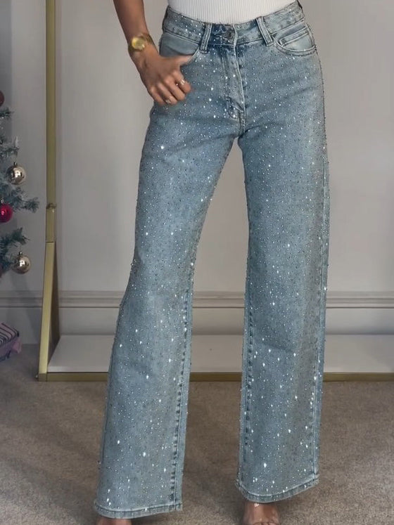 Damenjeans mit Glitzer weitem Bein