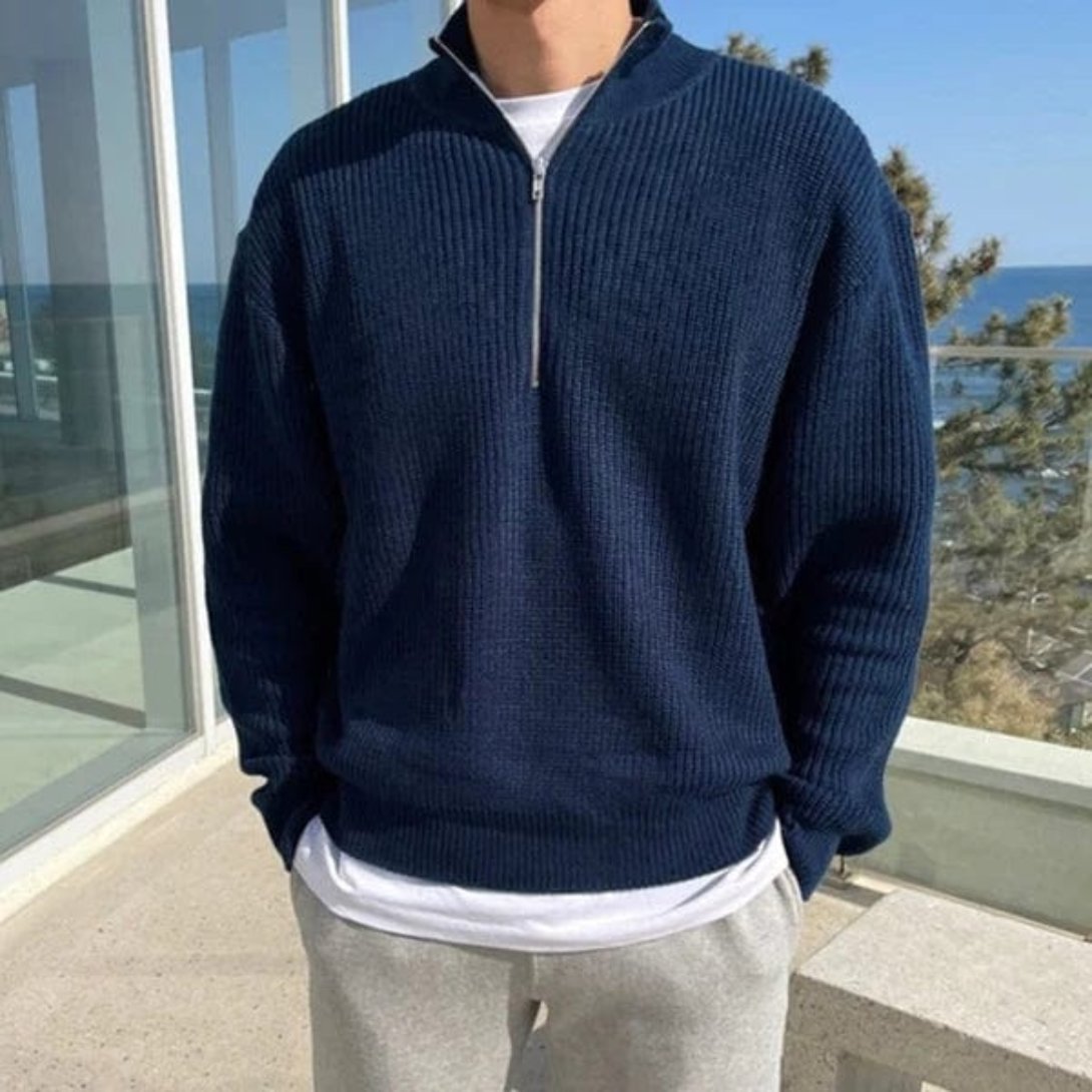 Halbzip Pullover | Strukturierter Schnitt mit Stehkragen
