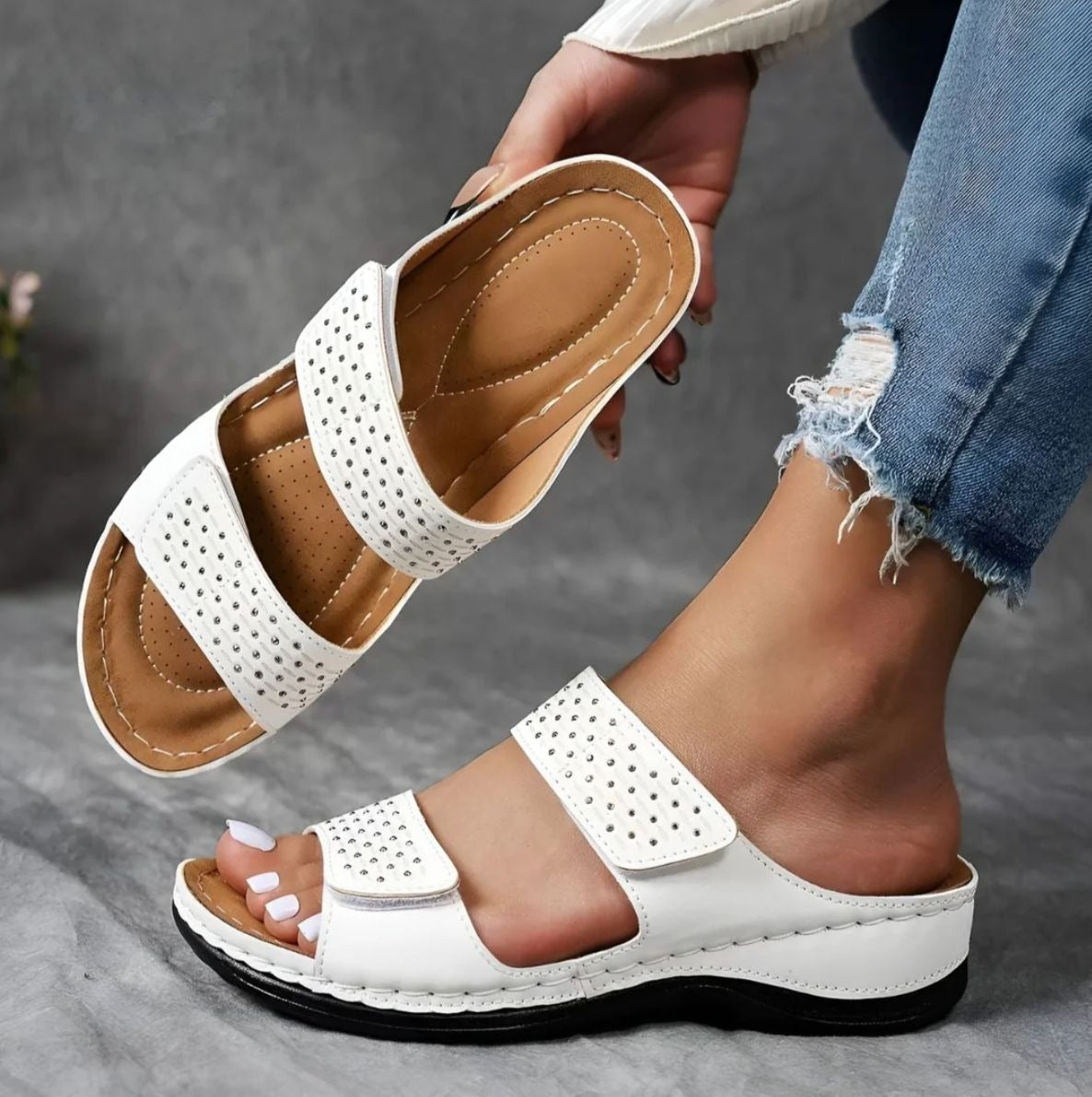 Orthopädische Sandalen Damen mit Klettverschluss