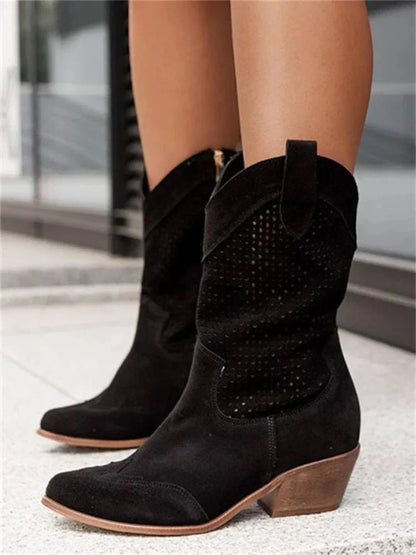 Ivy - Stylische Cowboy-Stiefel mit Reißverschluss für Damen Side