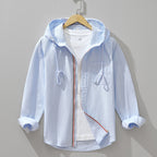 Linen Hoodie mit Kapuze und Reißverschluss