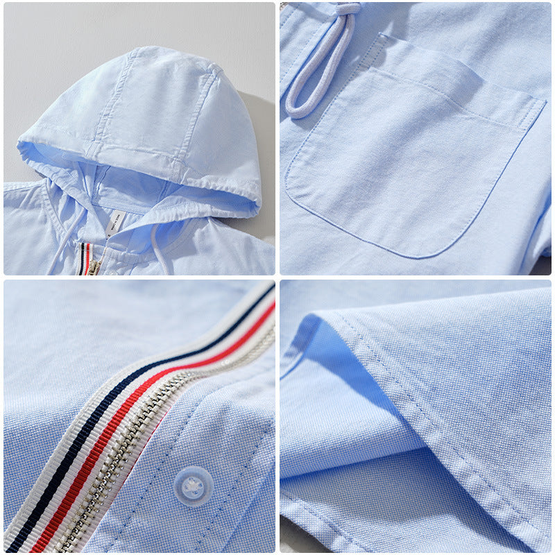 Linen Hoodie mit Kapuze und Reißverschluss – Ansicht 3