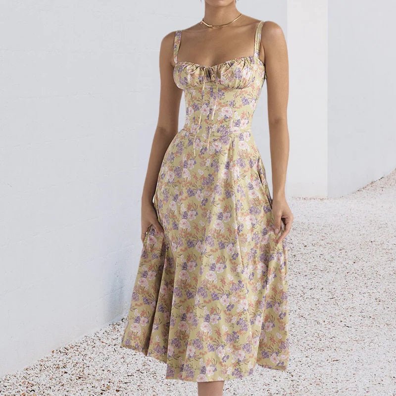 Sommerkleid Damen Bustier Midi mit Trägern – Ansicht 7