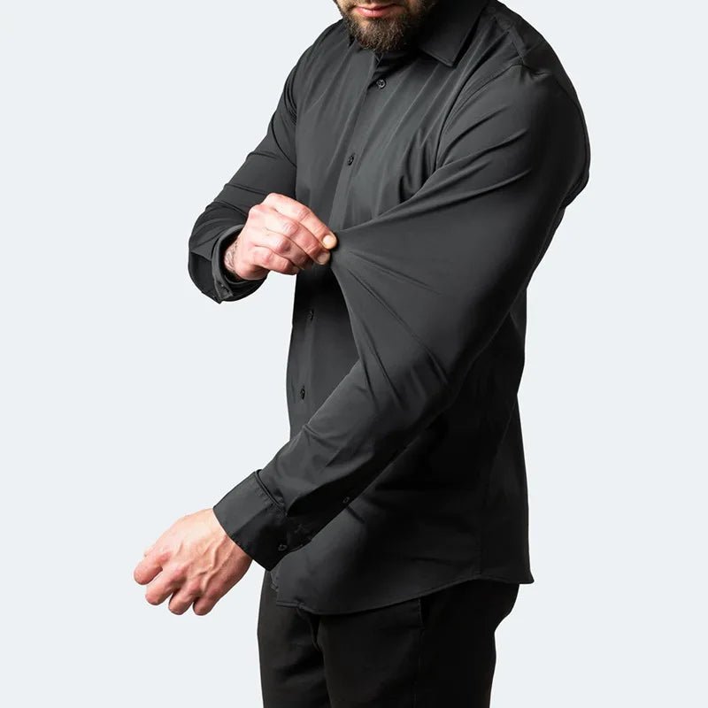 Lukas - Bügelfreies Herren Langarmhemd mit Slim Fit Detail