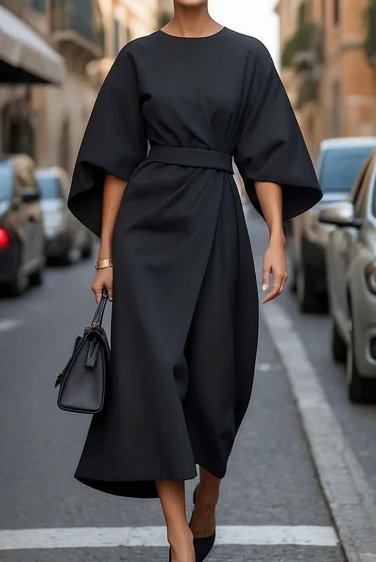 Midikleid Damen mit Taillengürtel – Ansicht 4
