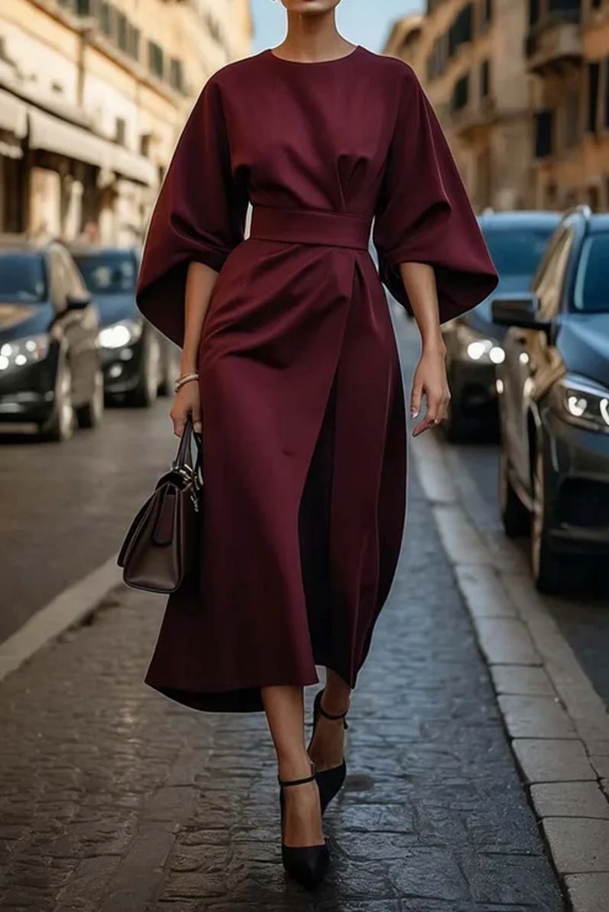 Midikleid Damen mit Taillengürtel – Ansicht 5