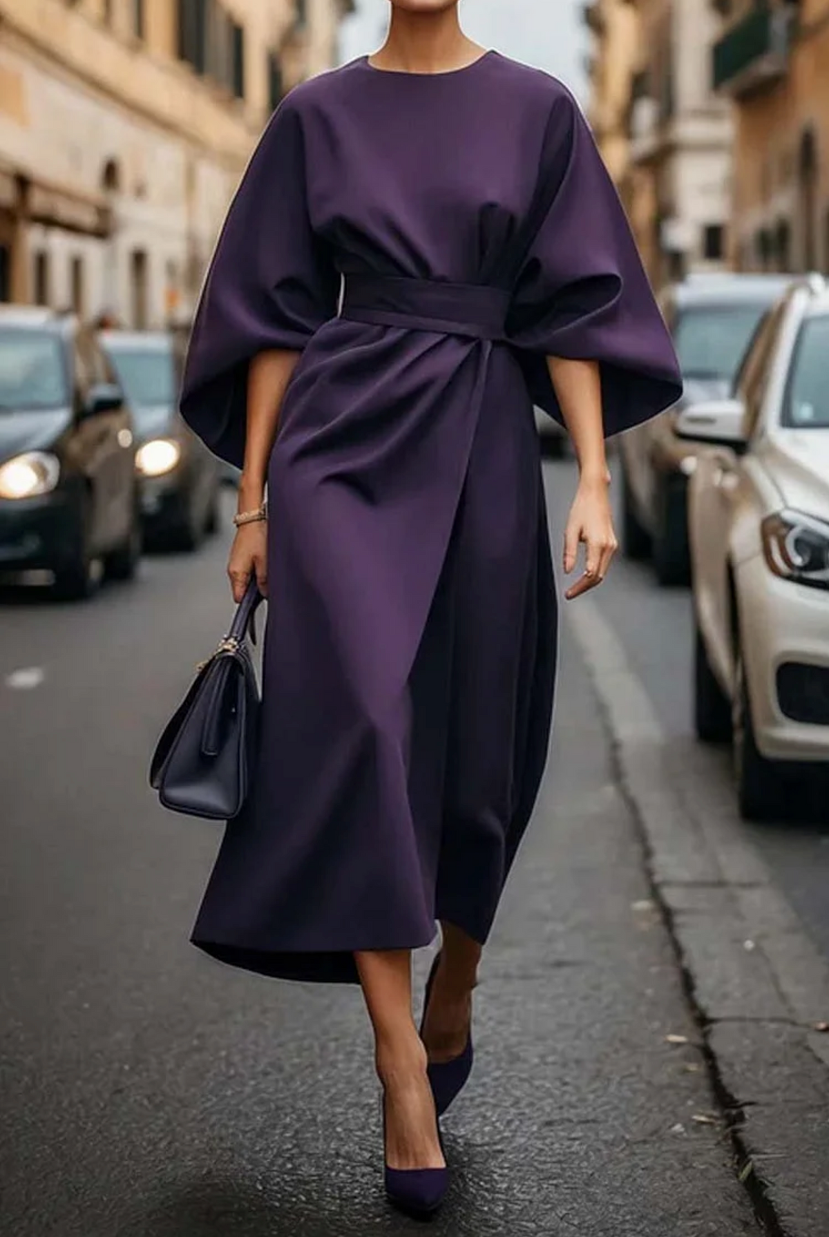 Midikleid Damen mit Taillengürtel – Ansicht 7