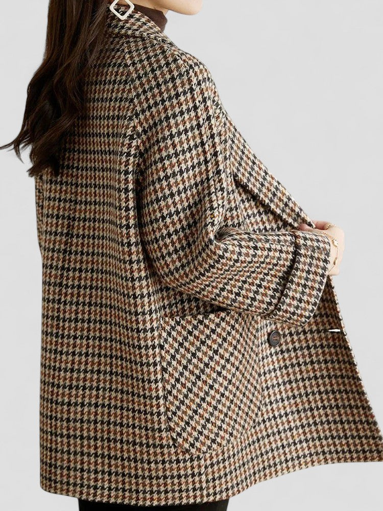 Oversize Wintermantel Doppelknopf mit Karomuster – Ansicht 2