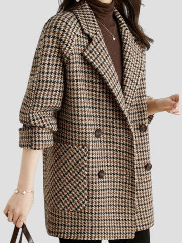 Oversize Wintermantel Doppelknopf mit Karomuster – Ansicht 3