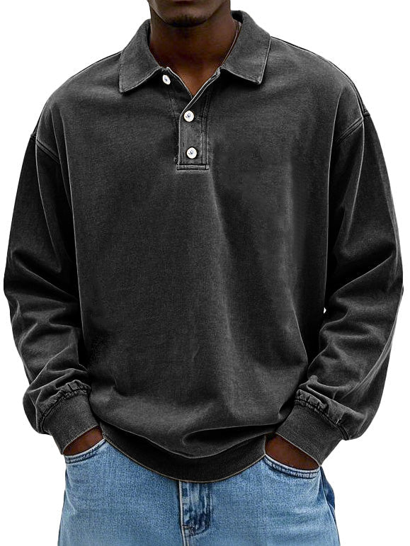 Langarm Polo Pullover | Klassischer Kragen mit Knopfleiste