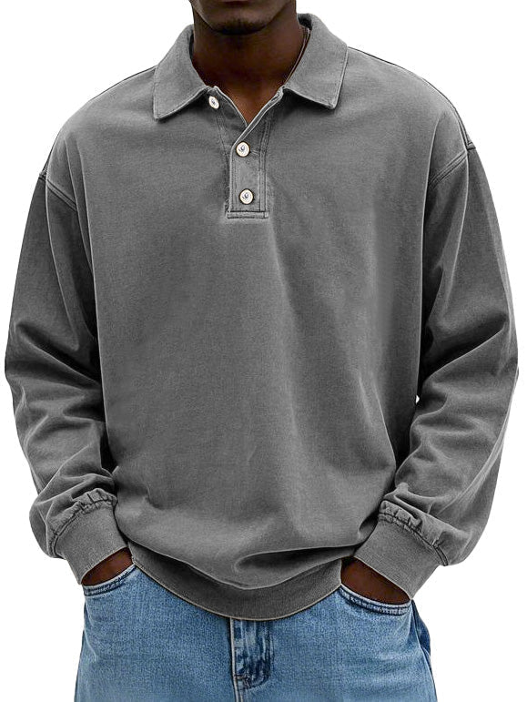 Langarm Polo Pullover | Klassischer Kragen mit Knopfleiste