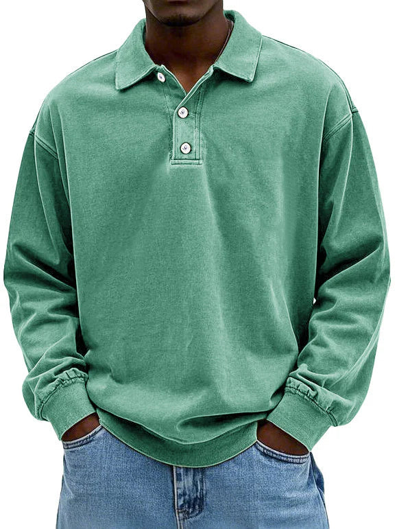 Langarm Polo Pullover | Klassischer Kragen mit Knopfleiste