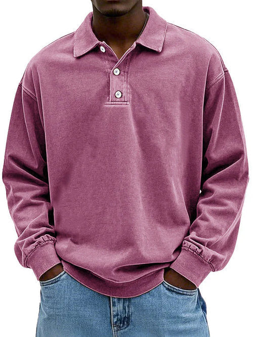 Langarm Polo Pullover | Klassischer Kragen mit Knopfleiste