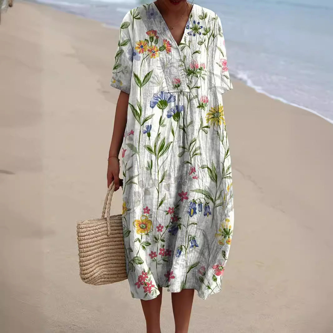 Sommerkleid Kurzarm mit Blumenprint – Ansicht 2