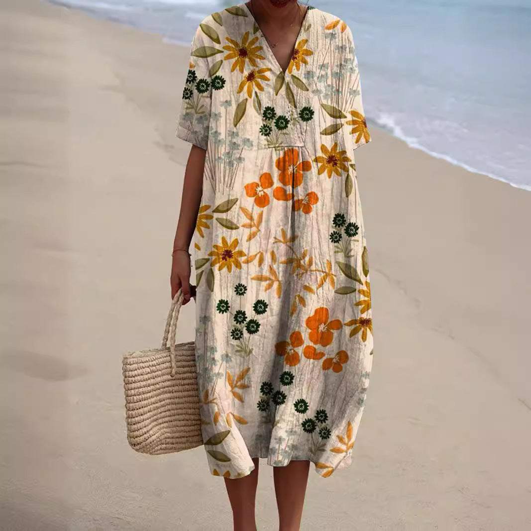 Sommerkleid Kurzarm mit Blumenprint – Ansicht 3