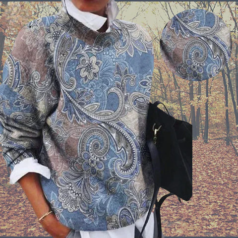 Sweatshirt Rundhalsausschnitt Lockerem Schnitt – Ansicht 2